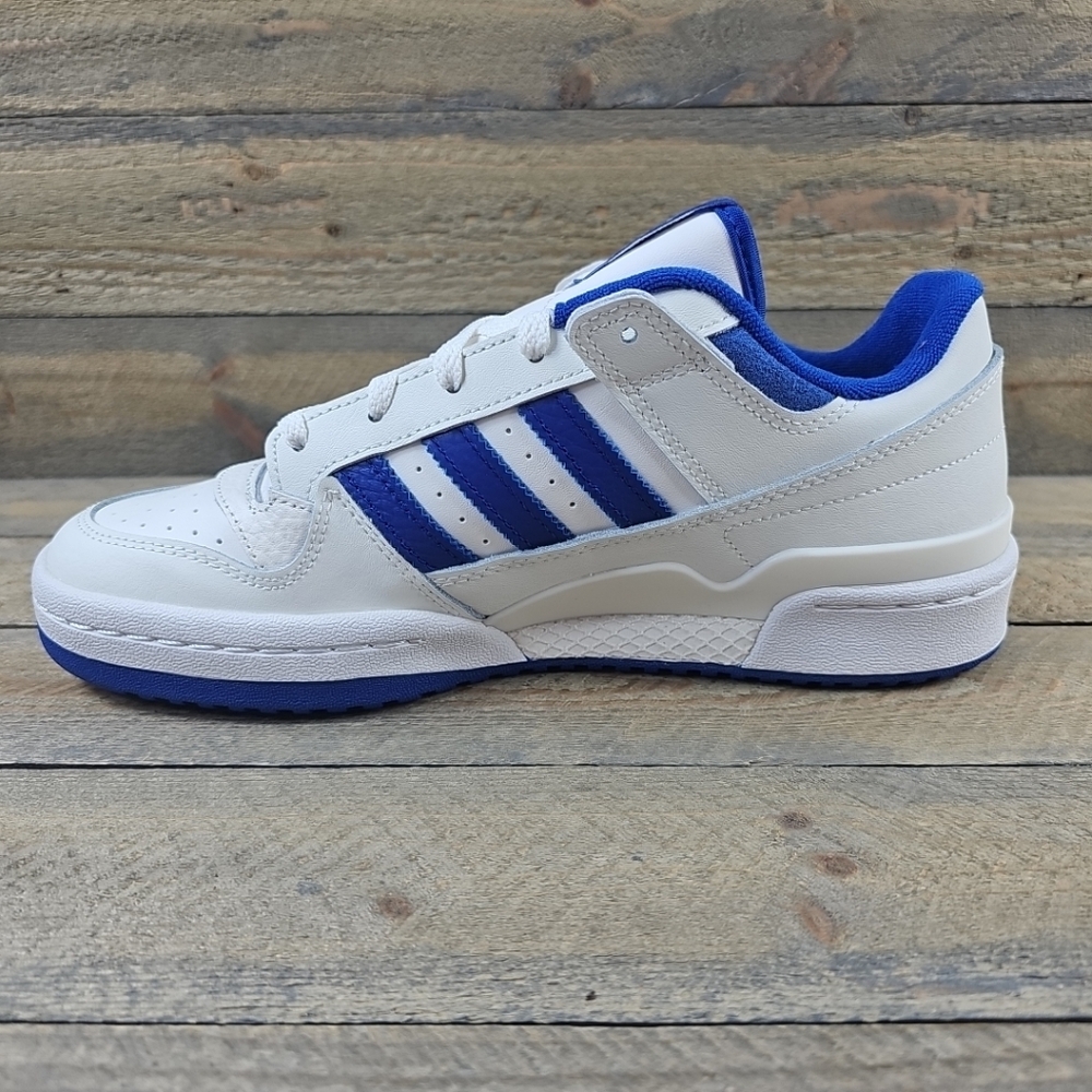 adidas Men's Originals Forum Low CL Shoes Core White/Royal Blue - Picture 7 of 13